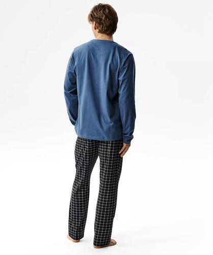 NMP-393 Blu Atlantico - pantaloni da pigiama da uomo in flanella di cotone