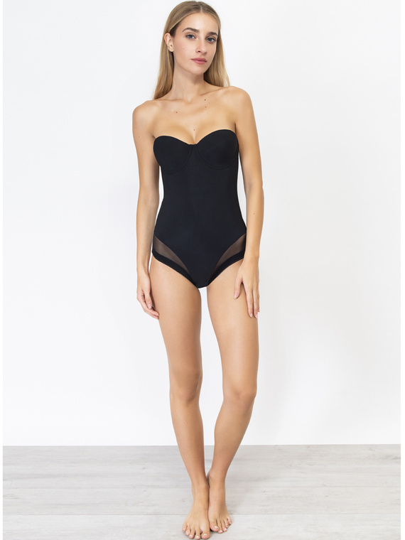 1852 Body bardot donna Everybody in microfibra, coppe imbottite, senza cuciture Sielei nero