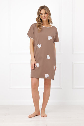 Italian Fashion Mila Camicia da notte Mega Soft manica corta cuori cotone
