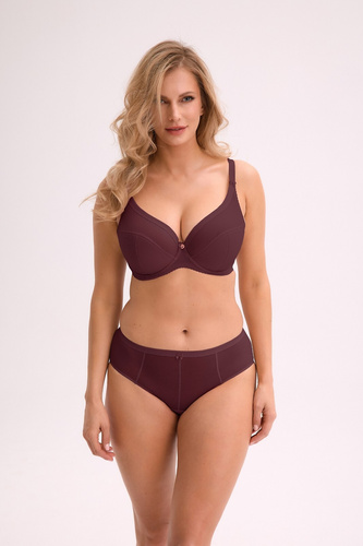 Reggiseno semi-morbido BS 1058 Sonia Wino Gaia - microfibra a coste, fodera in cotone, coppe stabili, elegante bordeaux