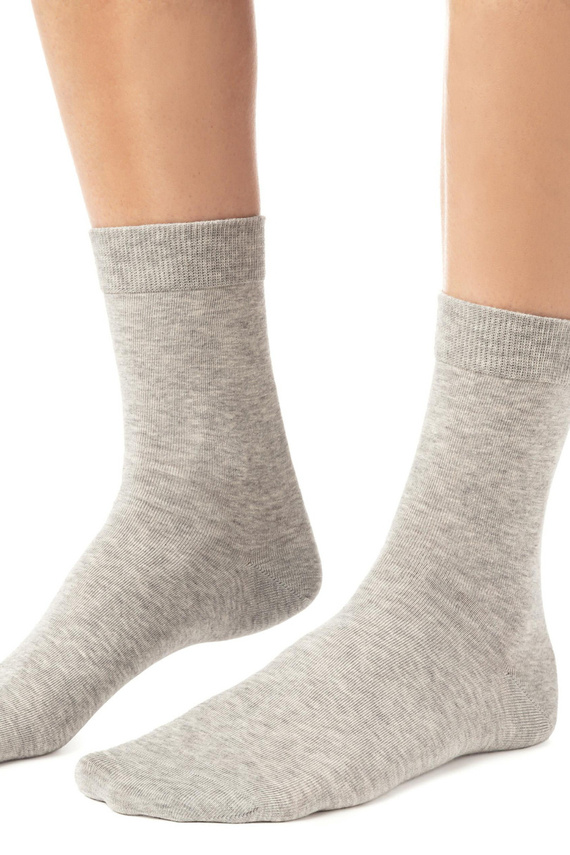 Steven art.211 calze donna in cotone organico senza cuciture lisce - 006 grigio mélange