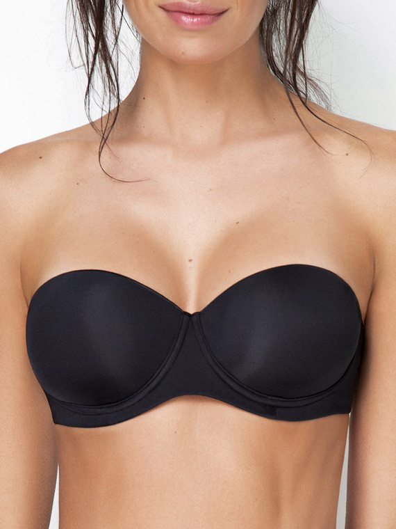 2550 Reggiseno a fascia - imbottito, liscio, con spalline rimovibili Sielei nero