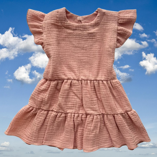 Mamatti SE50503 Abito in Mussola Ecru Leggero in Cotone per Bambina