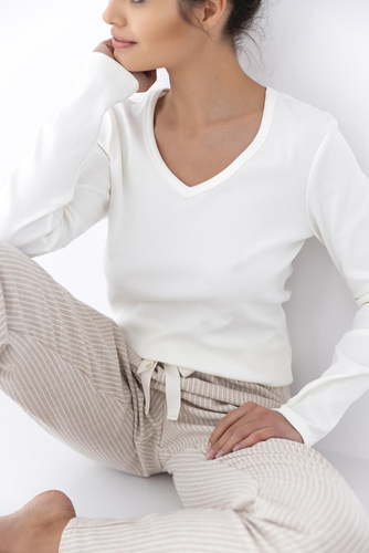 Dinah Pigiama donna Sensis Flanella - crema-beige