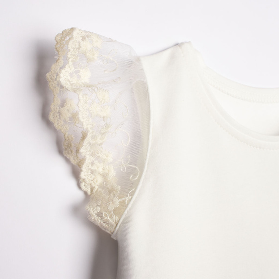 Blusa 221138 Nicol bianca cotone con pizzo elegante bambina