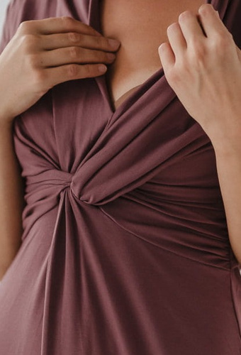 Abito premaman e da allattamento Loop Milk&Love - marrone rosa, manica 7/8, viscosa