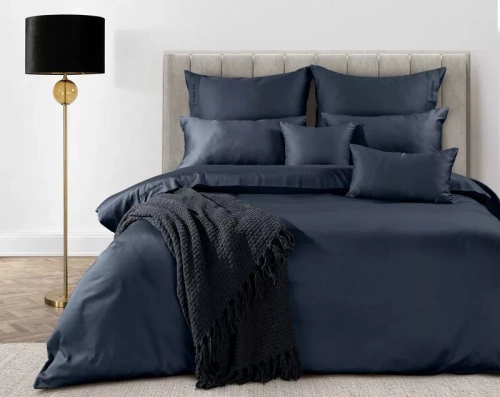 1F Elegante biancheria da letto in raso Eva Minge Eurofirany blu navy | macrosatin 100% cotone