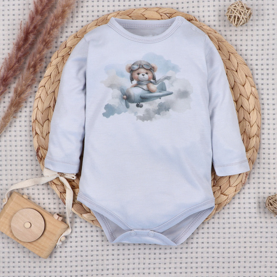 NINI ABN-5746/JSZ body neonato 100% bambù Baby Bear Pilot con bottoni a pressione