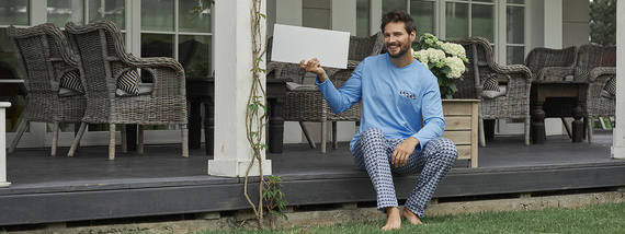 Jaromir Uomo manica lunga, pantaloni lunghi Moda italiana - blu/stampa