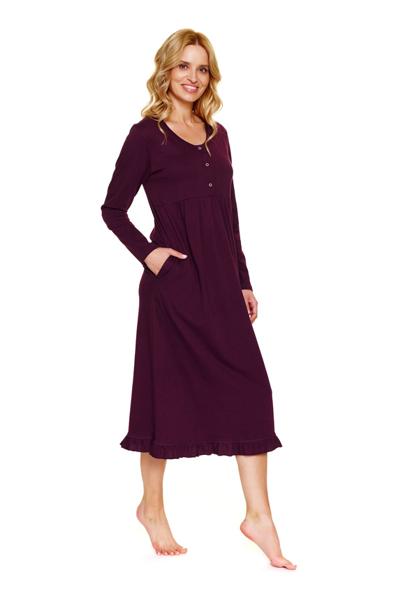 7318 Doctor Nap - Camicia da notte in cotone per gravidanza e allattamento - manifattura polacca - bordeaux