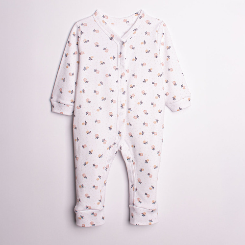 220032 Pagliaccetto neonato Nicol 100% cotone manica lunga con delicata stampa floreale