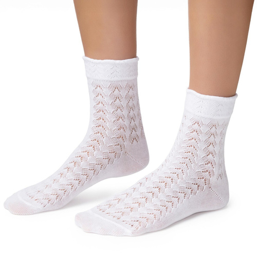 Steven 205 – calzini donna traforati in cotone white 001