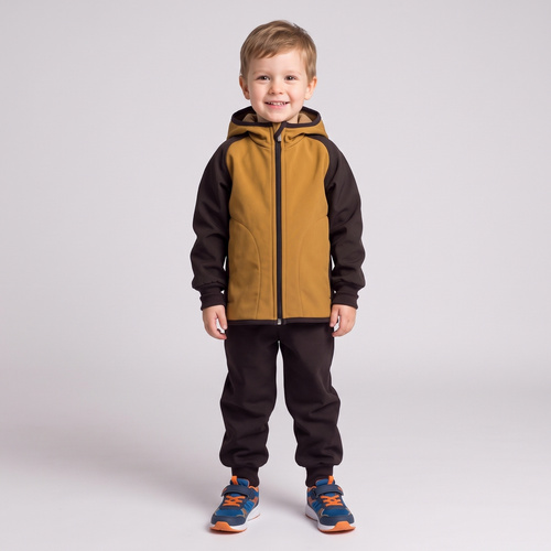 229020 Nicol Giacca softshell bambino con pile, cappuccio, rifrangente - oliva