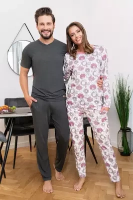 Pigiama da donna a maniche lunghe, pantaloni Lobelia Italian Fashion -
