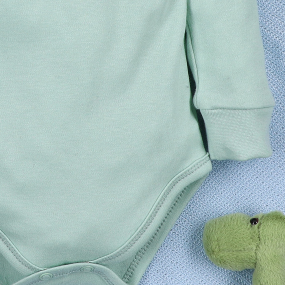 ABN-5566 Corpo Dino Explorer in cotone organico Nini menta in cotone organico, manica lunga