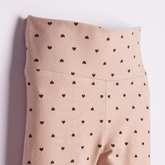 226201 Nicol HANIA Leggings bambina in cotone beige con cuoricini