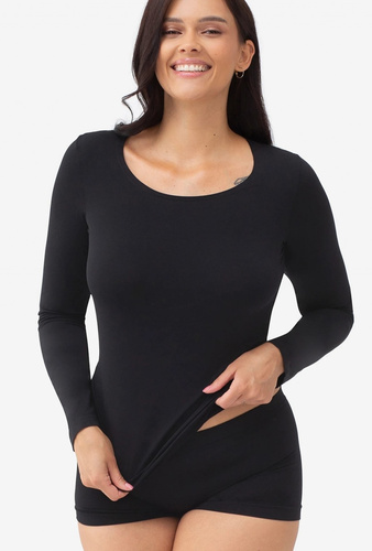 Gatta T-Shirt L 2635 maglia donna nera senza cuciture manica lunga microfibra