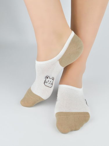 Calzini ballerina Noviti ST092 donna – cotone con silicone sul tallone ecru C