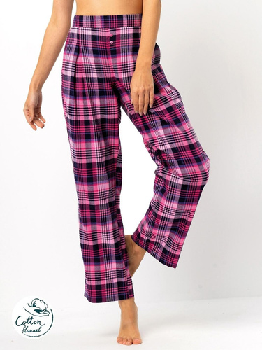 Pantaloni pigiama da donna LHE 490 Key fucsia - flanella di cotone a quadri