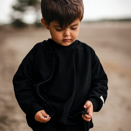 Simply Comfy Eevi, felpa bomber per bambini, nero - cotone, leggera, senza cappuccio