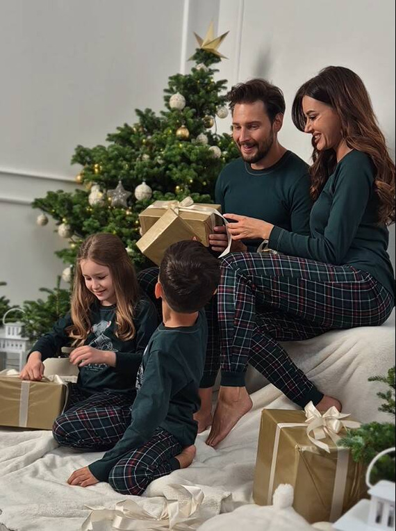 Fogo Pigiama uomo manica lunga, pantaloni lunghi Moda italiana - verde/stampa