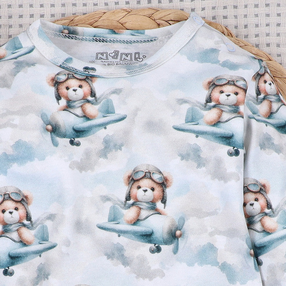 NINI ABN-5746/JSZ body neonato 100% bambù Baby Bear Pilot con bottoni a pressione