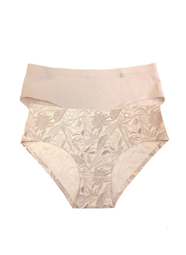 Slip donna Lama L-LC1597 BI senza cuciture cotone 2 pezzi beige-moka