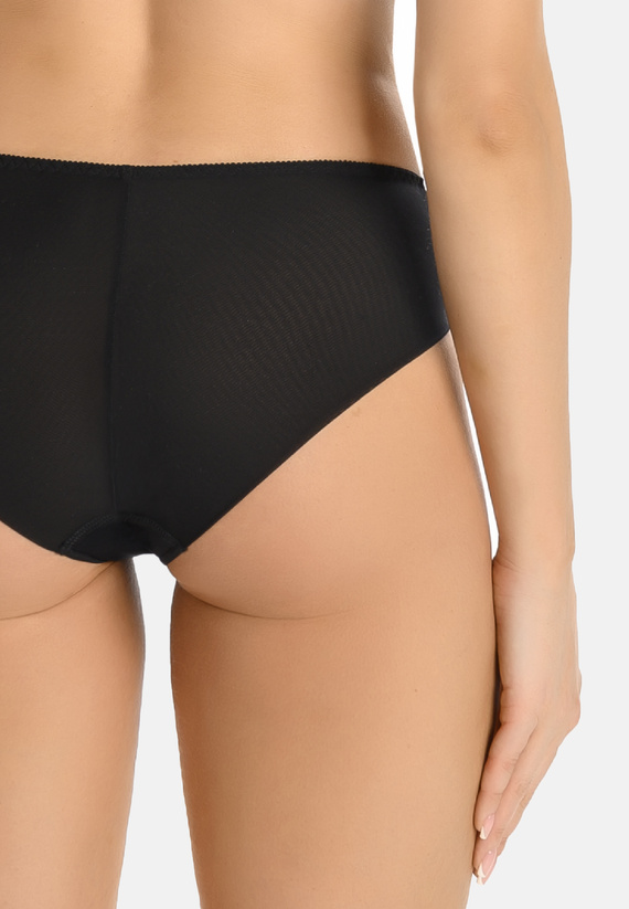 Slip donna nero Teyli 758 a vita alta con doppio tessuto a rete
