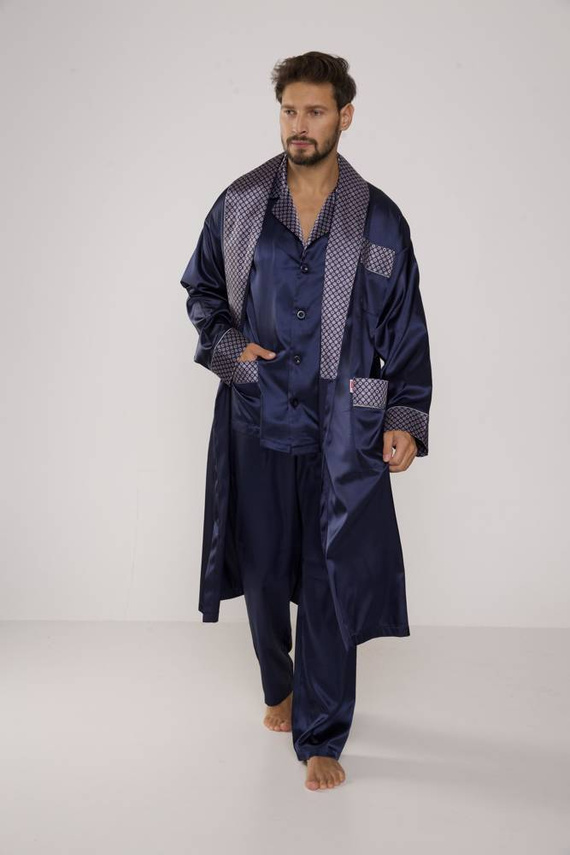 939 Pigiama da uomo in raso - blu navy