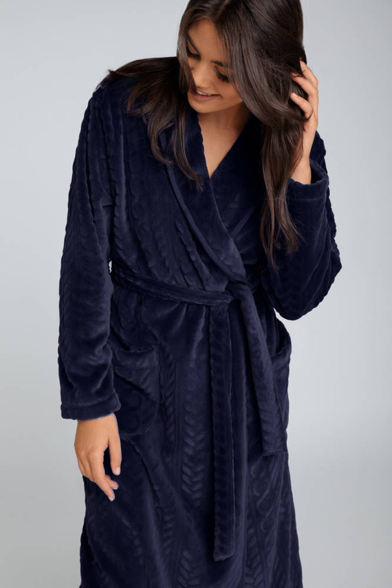 Bona Vestaglia da donna in pile Italian Fashion - blu navy