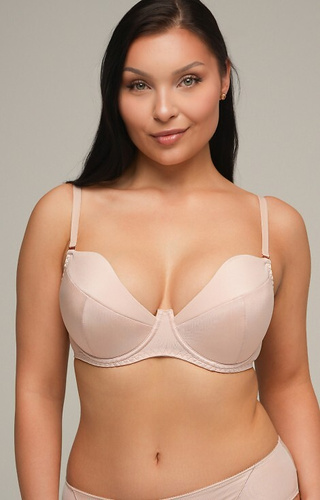 2202 Reggiseno push-up Ava beige - liscio, bretelle amovibili, inserti amovibili