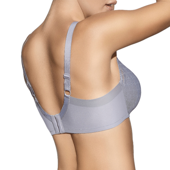 Reggiseno imbottito grigio Katia Selene - con scollatura profonda e inserti in tulle