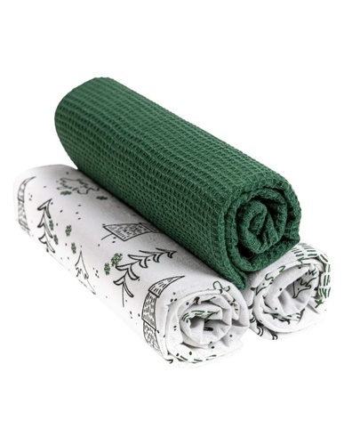 Moraj MRT1500-018 strofinacci da cucina natalizi verdi 3 pezzi cotone
