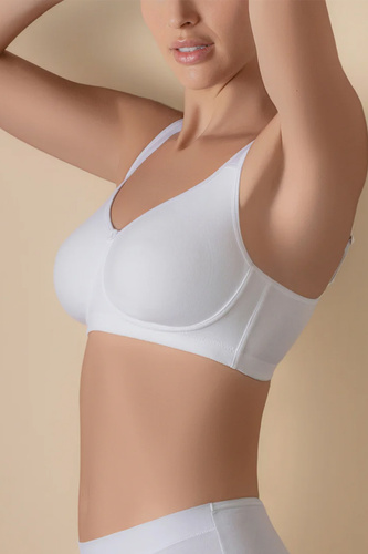 Reggiseno senza ferretto Selene Hellen bianco in cotone morbido e comodo