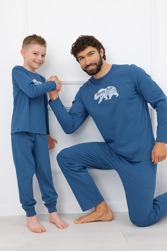 Pigiama uomo Gordo - cotone classico, polo e pantaloni con tasche Italian Fashion - melange