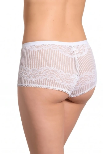 Shorts da donna Gabidar 211, slip in cotone con pizzo, lati larghi - bianchi