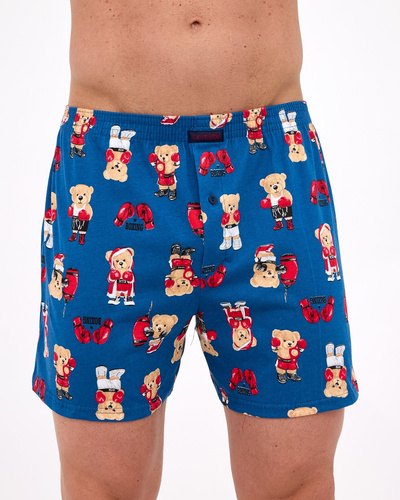 001/179 Boxer Cornette Classic da uomo - in cotone, confortevole, con una divertente stampa blu navy