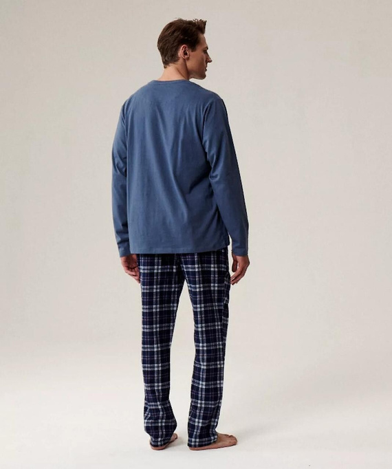 NMP-393 Blu Atlantico - pantaloni da pigiama da uomo in flanella di cotone