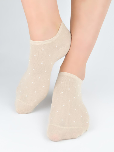 Calzini donna invisibili Noviti ST077 – modal, pois, cuciture piatte beige