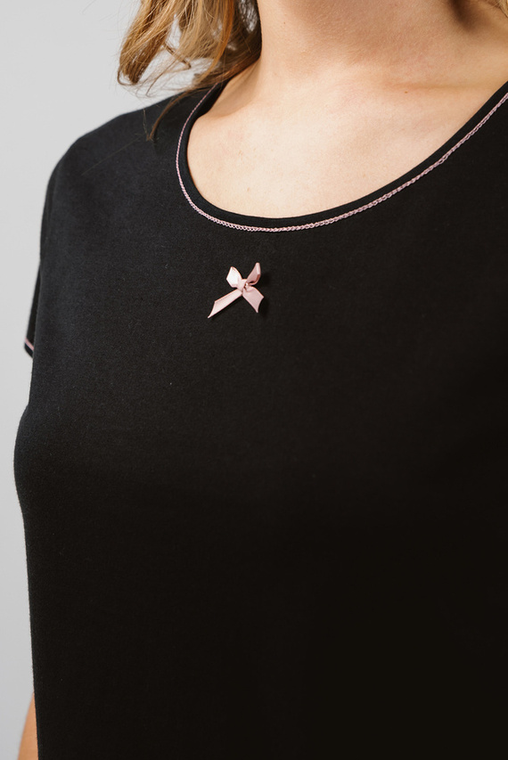 Bonilla Pigiama da donna manica corta, pantaloncini moda italiana- stampa/nero