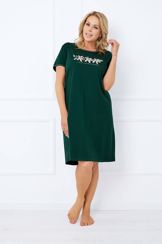 Camicia Florisa da donna a maniche corte Italian Fashion - verde scuro