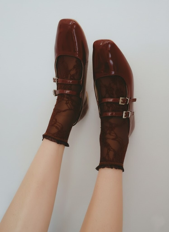 Calze I1100 Ismena Fiore – Calze in pizzo con motivo floreale, rouches, eleganti