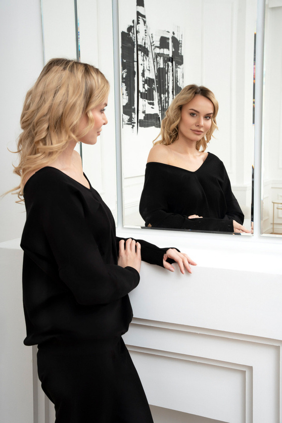 Karina Donna set manica lunga, pantaloni Moda Italiana - nero