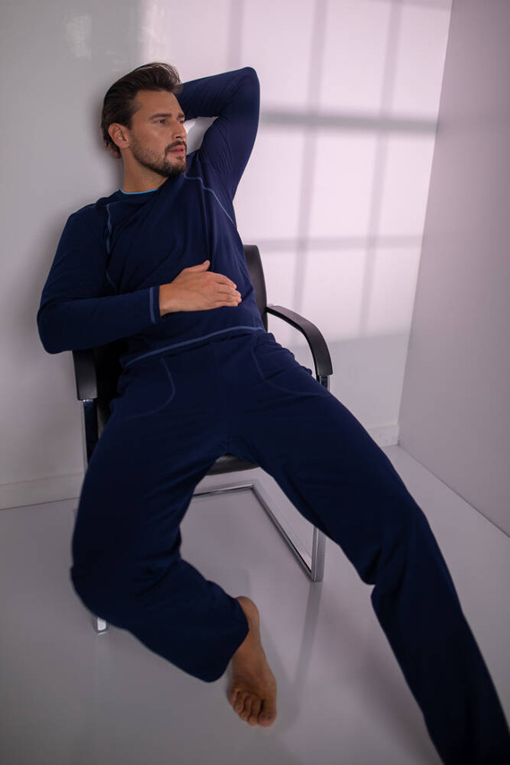 Salomon Pigiama uomo manica lunga, pantaloni lunghi Moda italiana - blu navy/blu