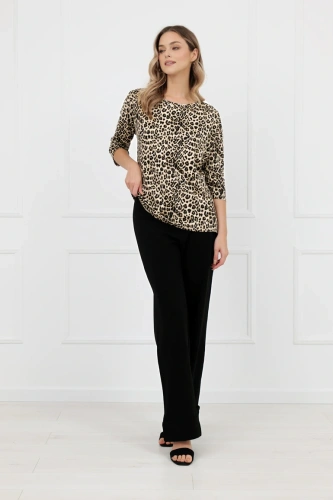 Blusa donna Kenia Italian Fashion stampa leopardata manica 3/4