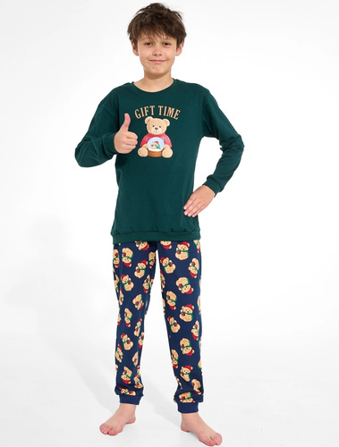 Cornette Gift Time Christmas 593/184 966/184 Pigiama Verde per Bambino 100% Cotone