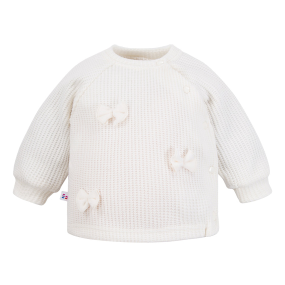 Fluffy Tails Eevi- maglione ecru per bambina con fiocchi e nervature