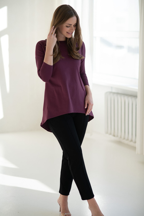 Mommy Tunica maternità e allattamento Mauve Wine Milk&Love - blusa oversize con cerniere nascoste, cotone Oeko-Tex