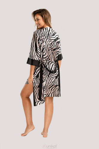 Accappatoio Braga in raso Unikat - zebrato, elegante, con cintura