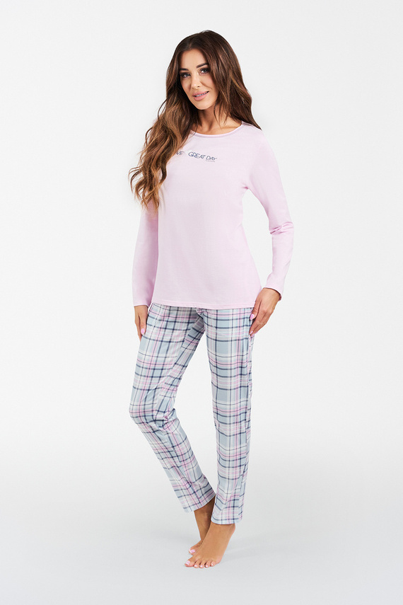 Glamour Pigiama a maniche lunghe e pantaloni lunghi da donna Moda italiana - rosa/stampa